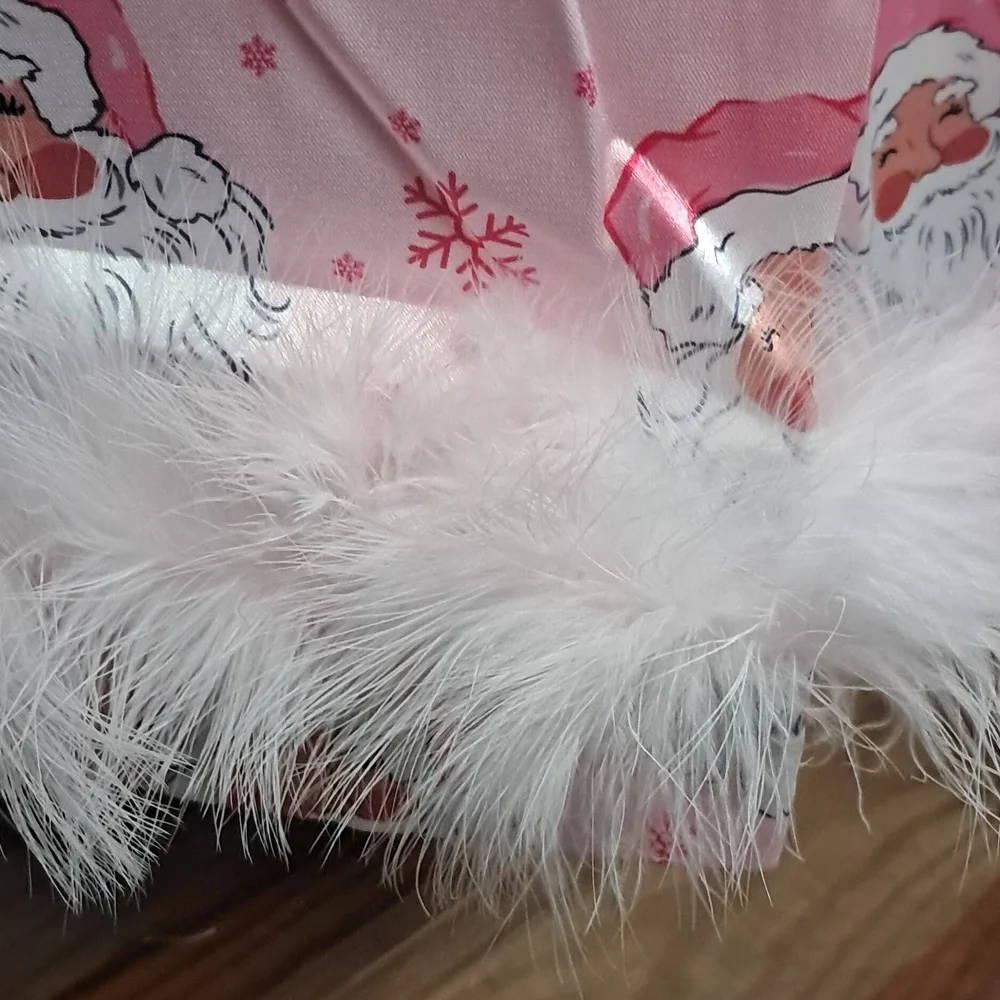 Women's Pink Feather Trim Pajama Set - Picture 6 of 6